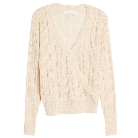ASTR the Label Wrap Front Pointelle Knit Sweater Cream L NWT - Picture 7 of 9